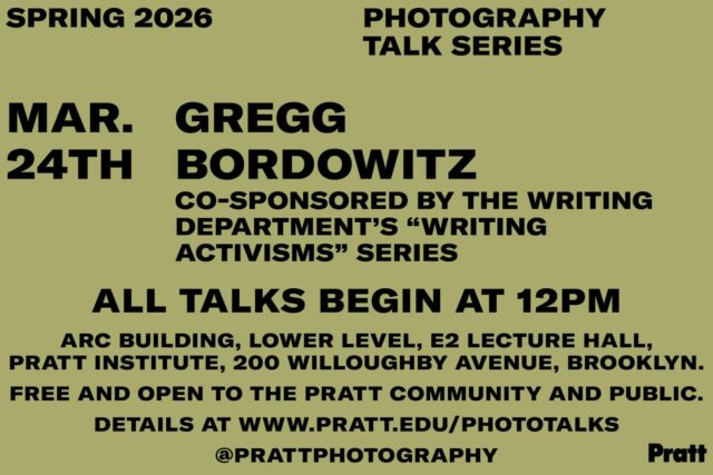 Join us for the MFA in Writing’s biannual Writing Activisms Lecture featuring Gregg Bordowitz.

Artist, writer, and AIDS activist Gregg Bordowitz will give a public talk on Tuesday, March 24 at 12:00pm. Co-sponsored by the MFA in Writing and MFA in Photography programs, this lecture continues our series highlighting writers and artists whose work engages political struggle, collective care, and cultural transformation.

ARC E*02 / Tuesday, March 24 / 12:00pm

Free and open to the Pratt community 💜