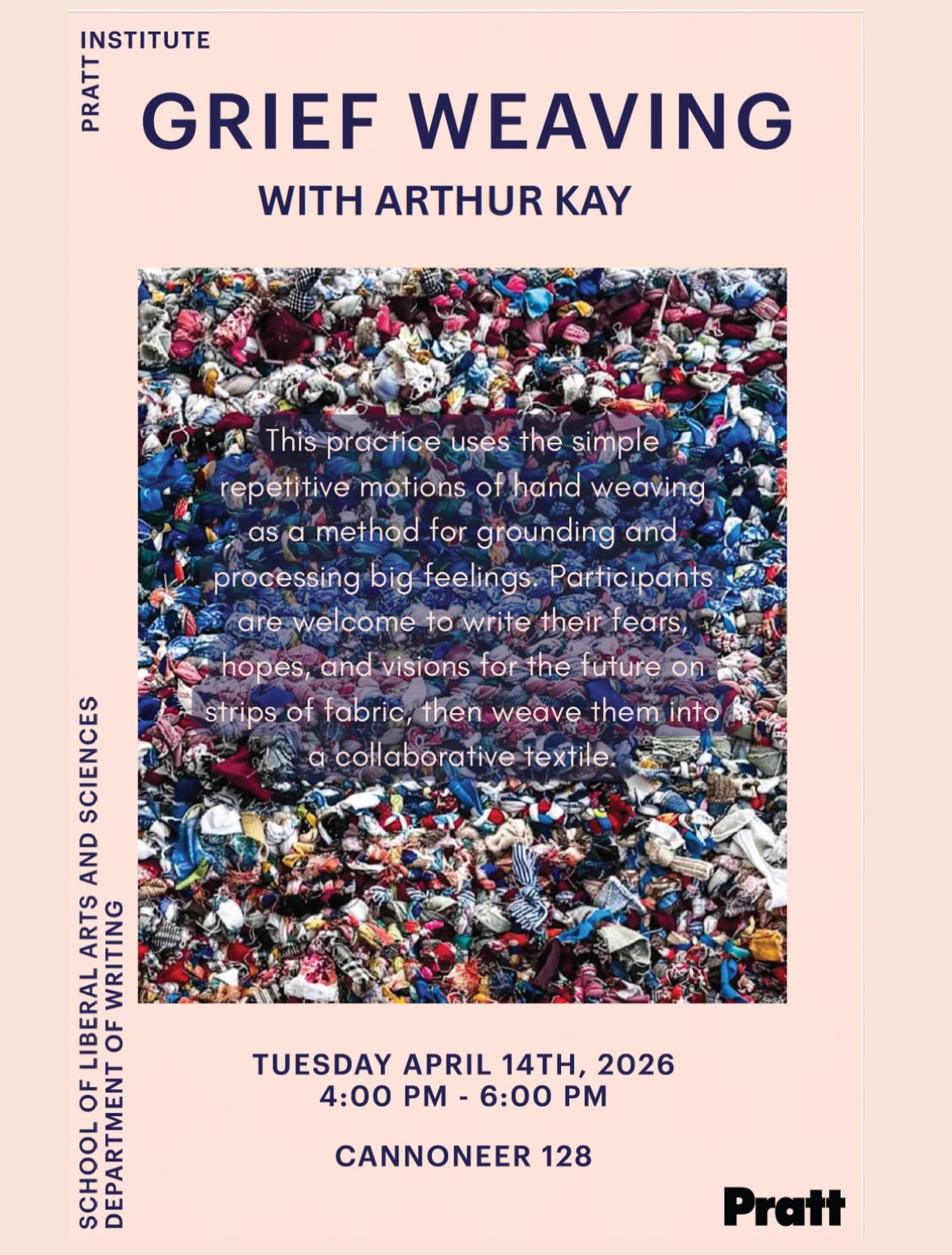 Join us next Tuesday to help us create a woven textile for cannoneer with guest Arthur Kaye, who will introduce us to their somatic practice, grief weaving. We’ll also have food and music out in the dye garden!