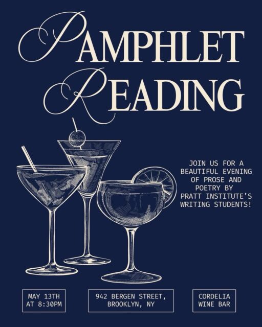 Join the MFA in Writing Publication Collective this evening at Cordelia Wine Bar (942 Bergen Street) at 8:30pm as they celebrate the launch of this year’s beautiful, multidimensional chapbooks by candidates in both the first- and second-year cohorts.
Come raise a glass, hear some readings, and spend time with the incredible writers behind this year’s publications 💜