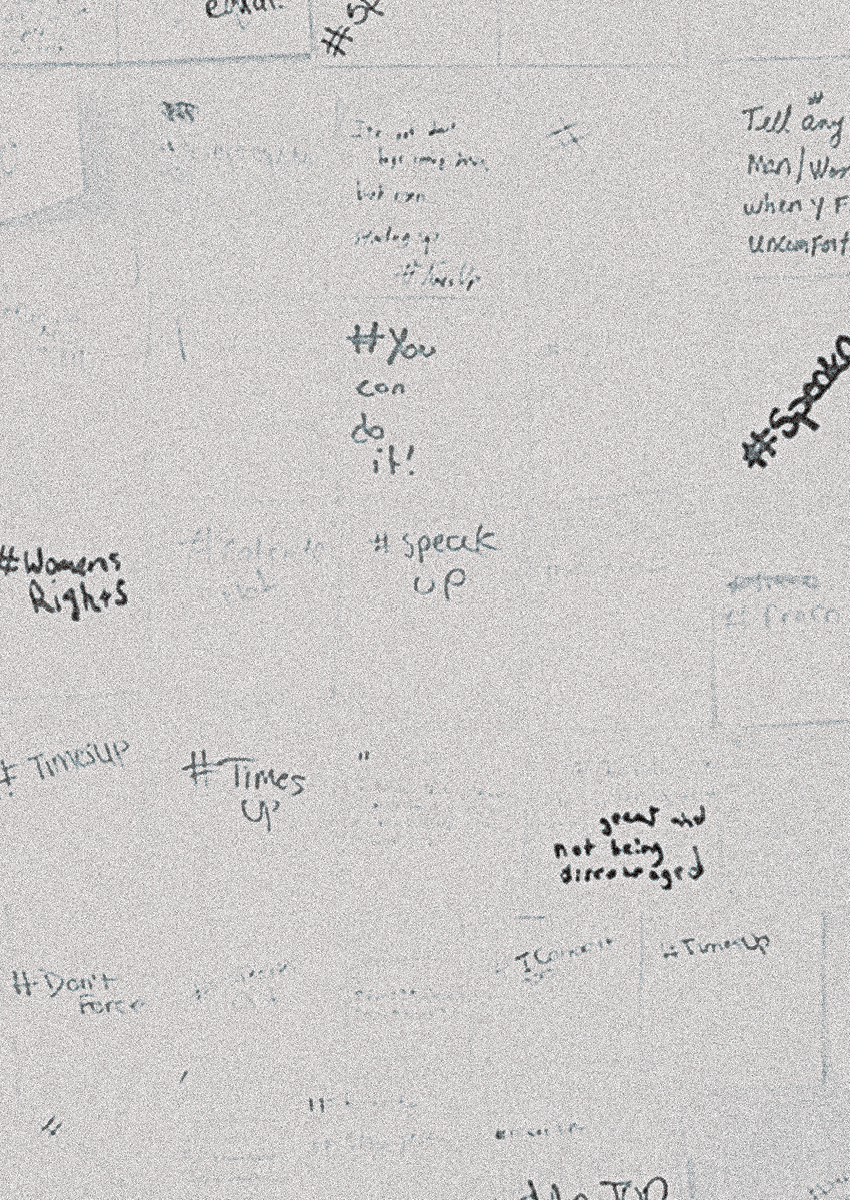 Scan of post-its bearing empowering messages like Speak Up