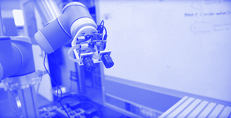 A stereoscopic camera mounted on a robot arm