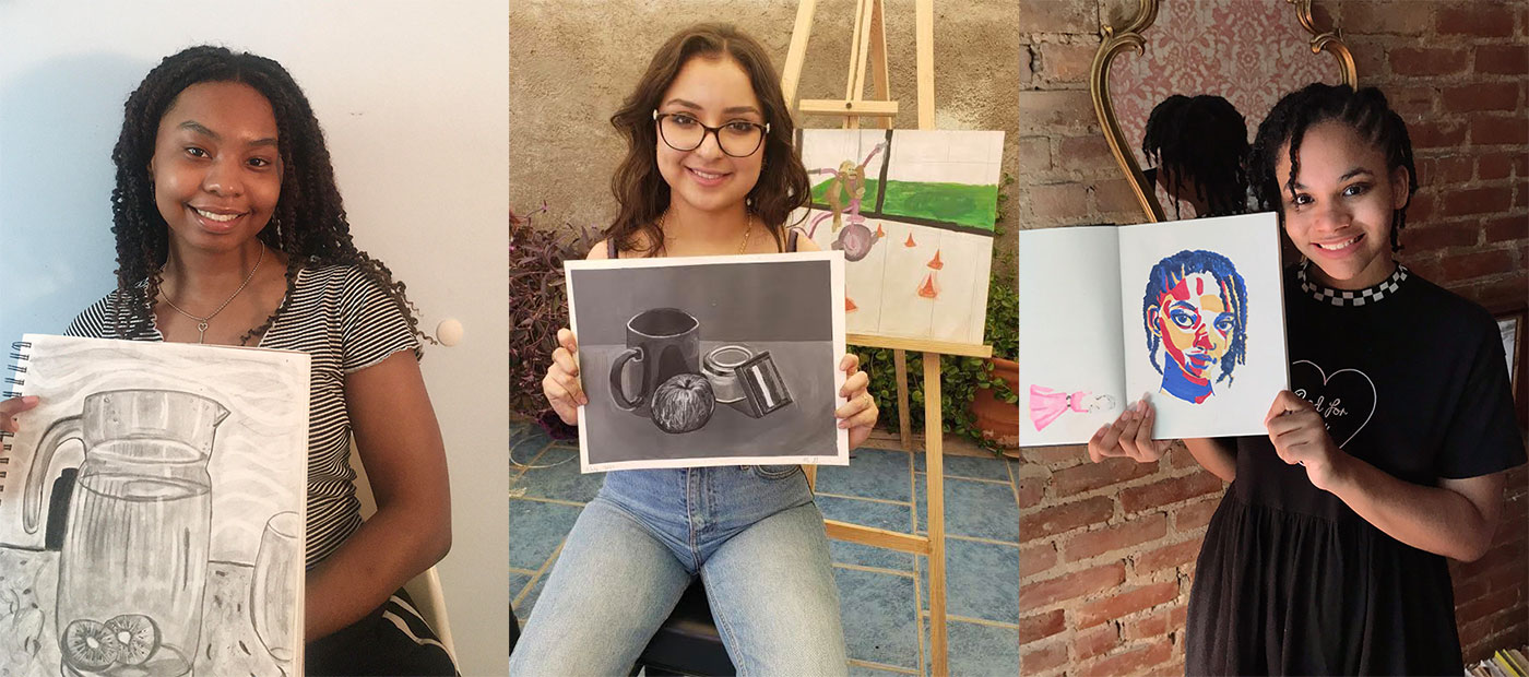 The 2020 Black Alumni of Pratt (BAP) PreCollege Summer Program Scholars: Carissa Blackwell, Danna Garcia Moreno, and Jordan Anderson