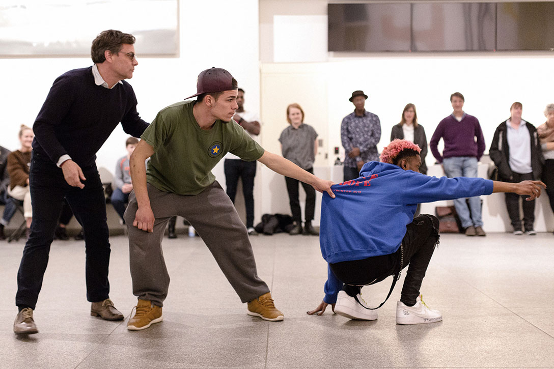 Participants take part in Shaun Leonardo’s Assembly Program workshop and performance at the Portland Museum of Art (PMA) in Portland, Maine, 2018. Photo courtesy of PMA.