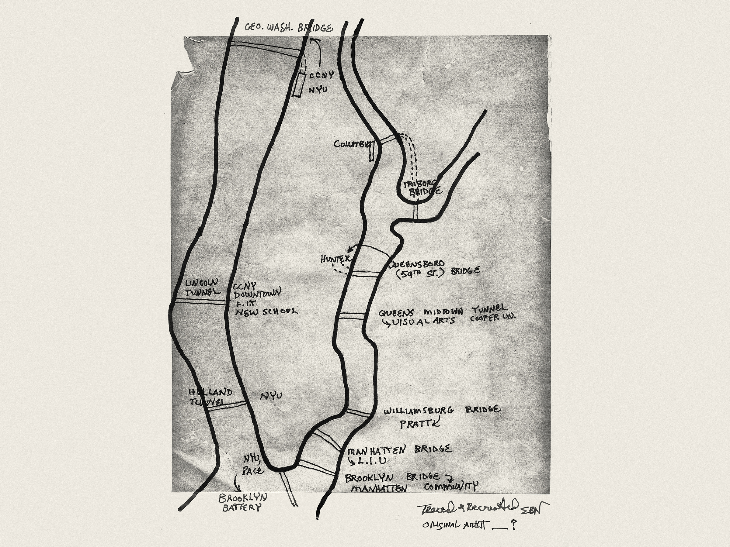 A map of New York City bridges and tunnels that were to be shut down by city college students
