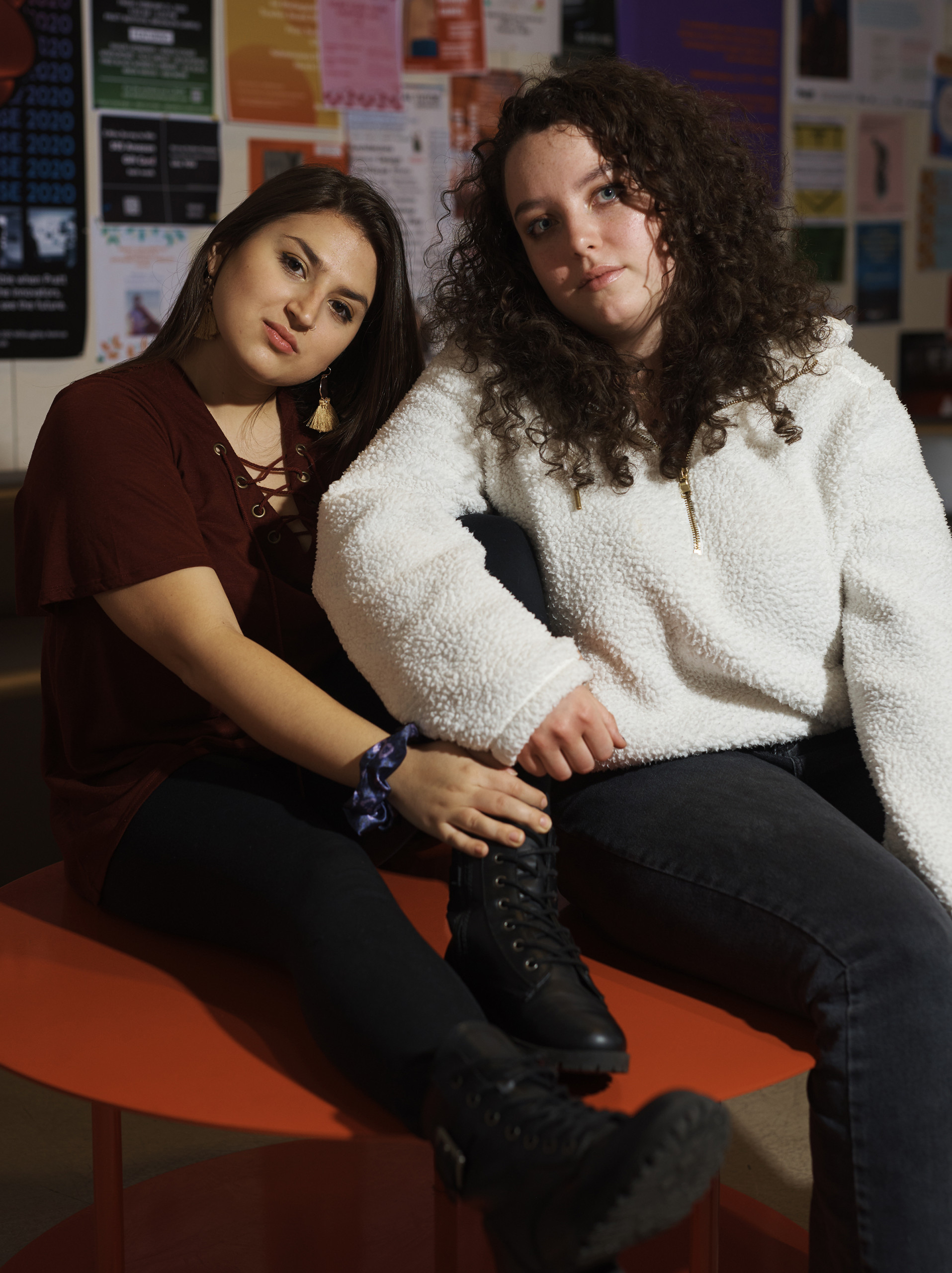 Lexi Anderson and Aliza Pelto pose in the Pratt Student Union