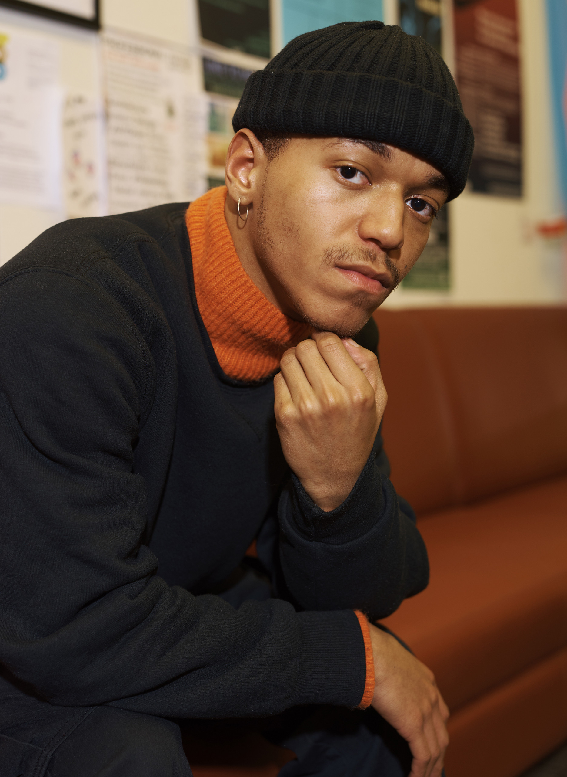 Jaylen Strong poses in the Center for Equity and Inclusion