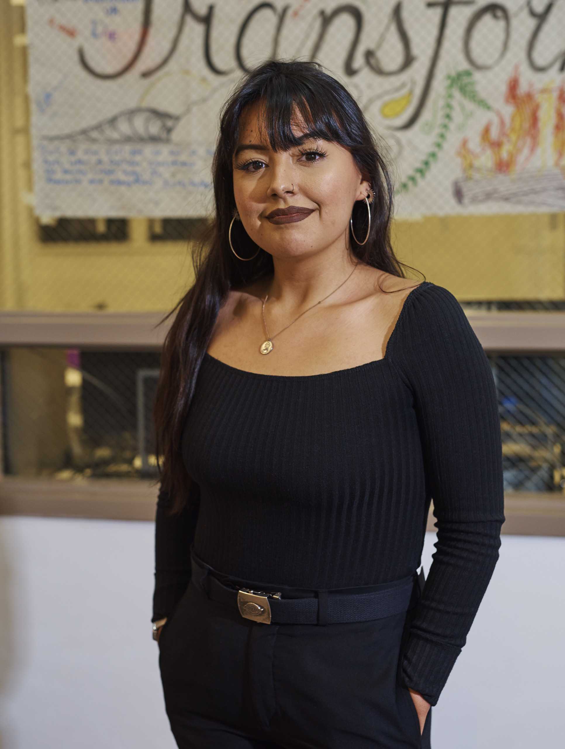 Katixa Espinoza poses outside the Center for Equity and Inclusion