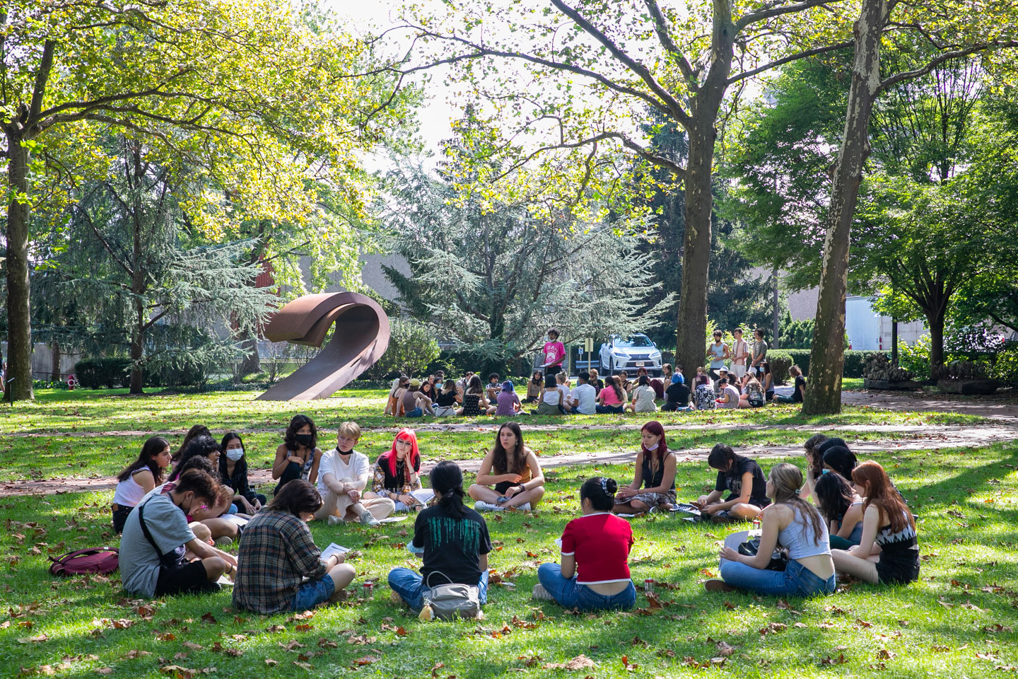 Orientation gathering on the Brooklyn campus (photo by Caroline Cramer, BFA ’22)