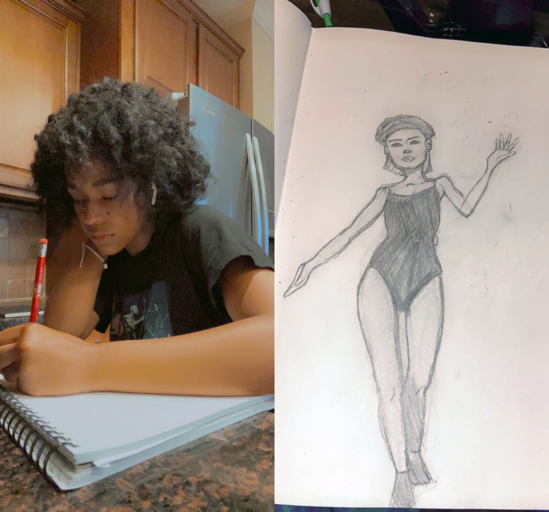Jada Kiara Ducran and one of her illustrations