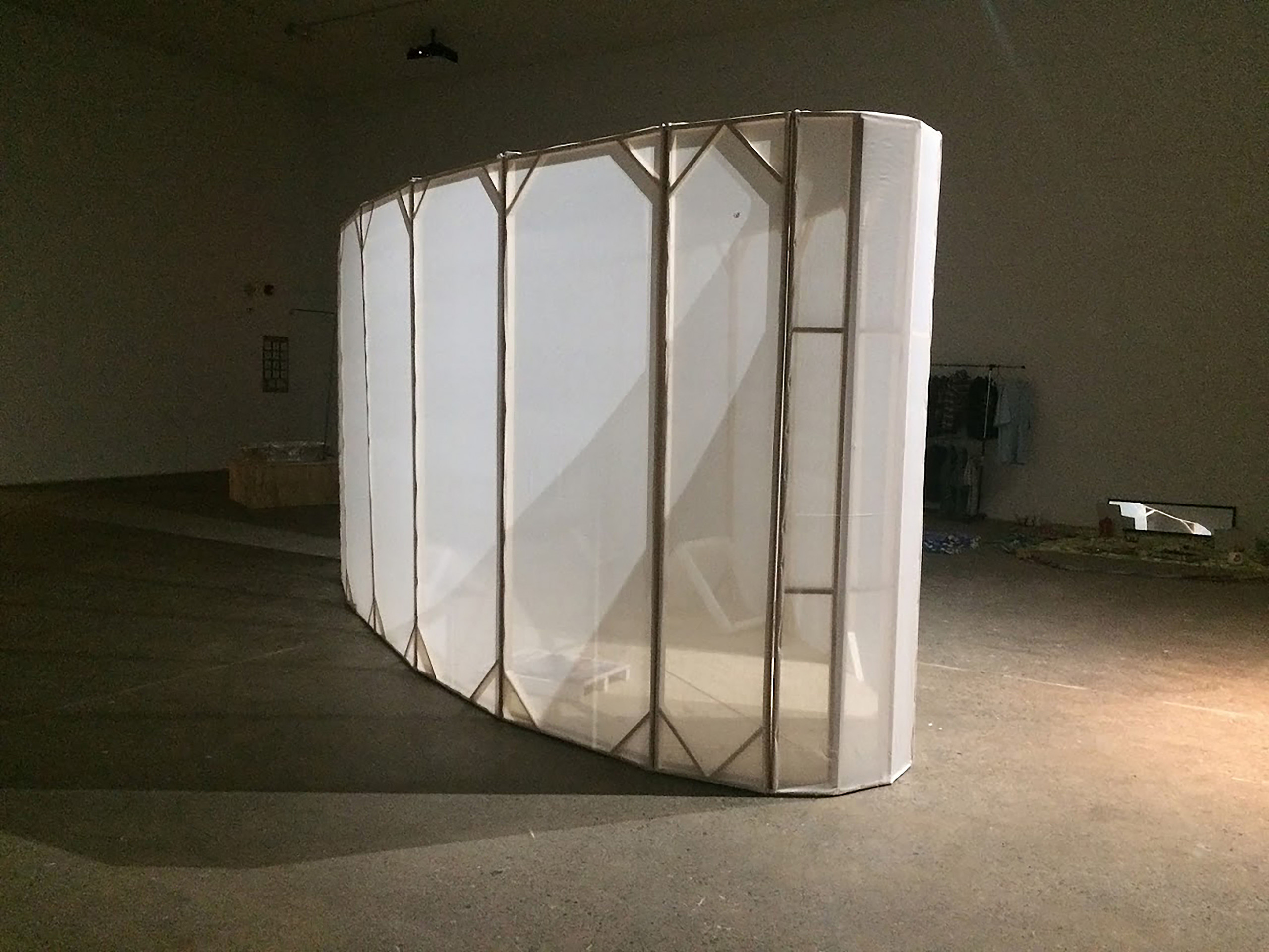 An oval structure covered in translucent material