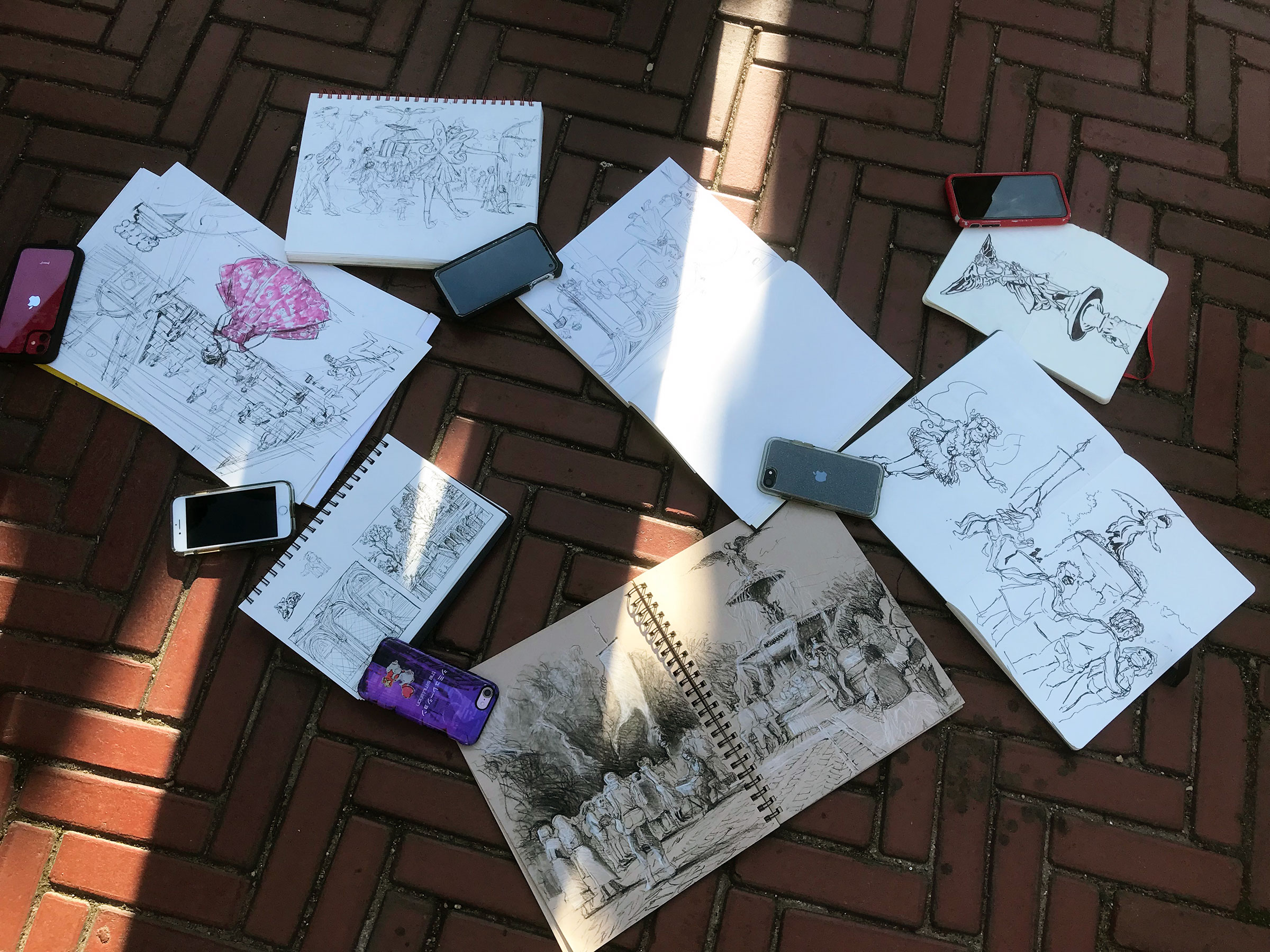 Select drawings created by the group in Central Park (courtesy Veronica Lawlor)