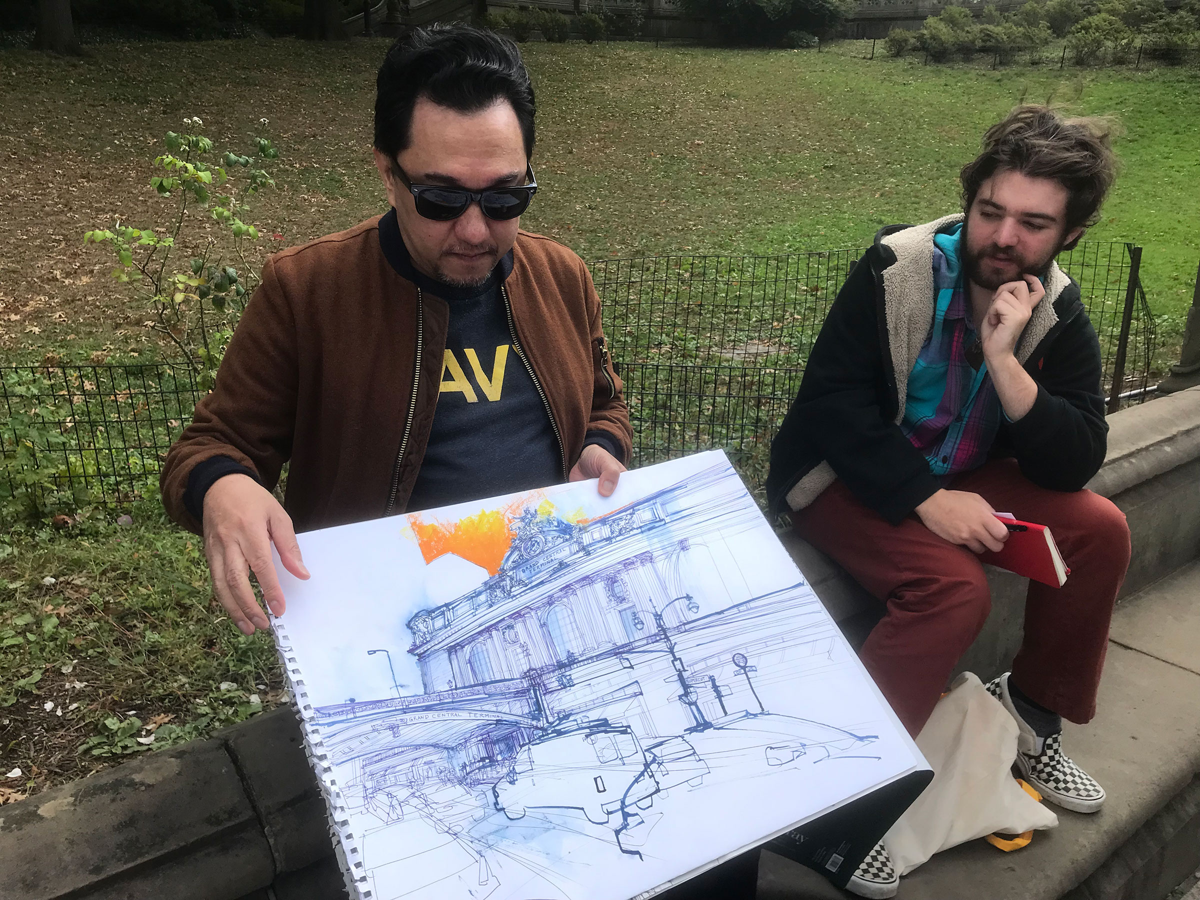 Jedidiah Dore, BFA Communications Design (Illustration) ’02, sharing his reportage drawing work (courtesy Veronica Lawlor)
