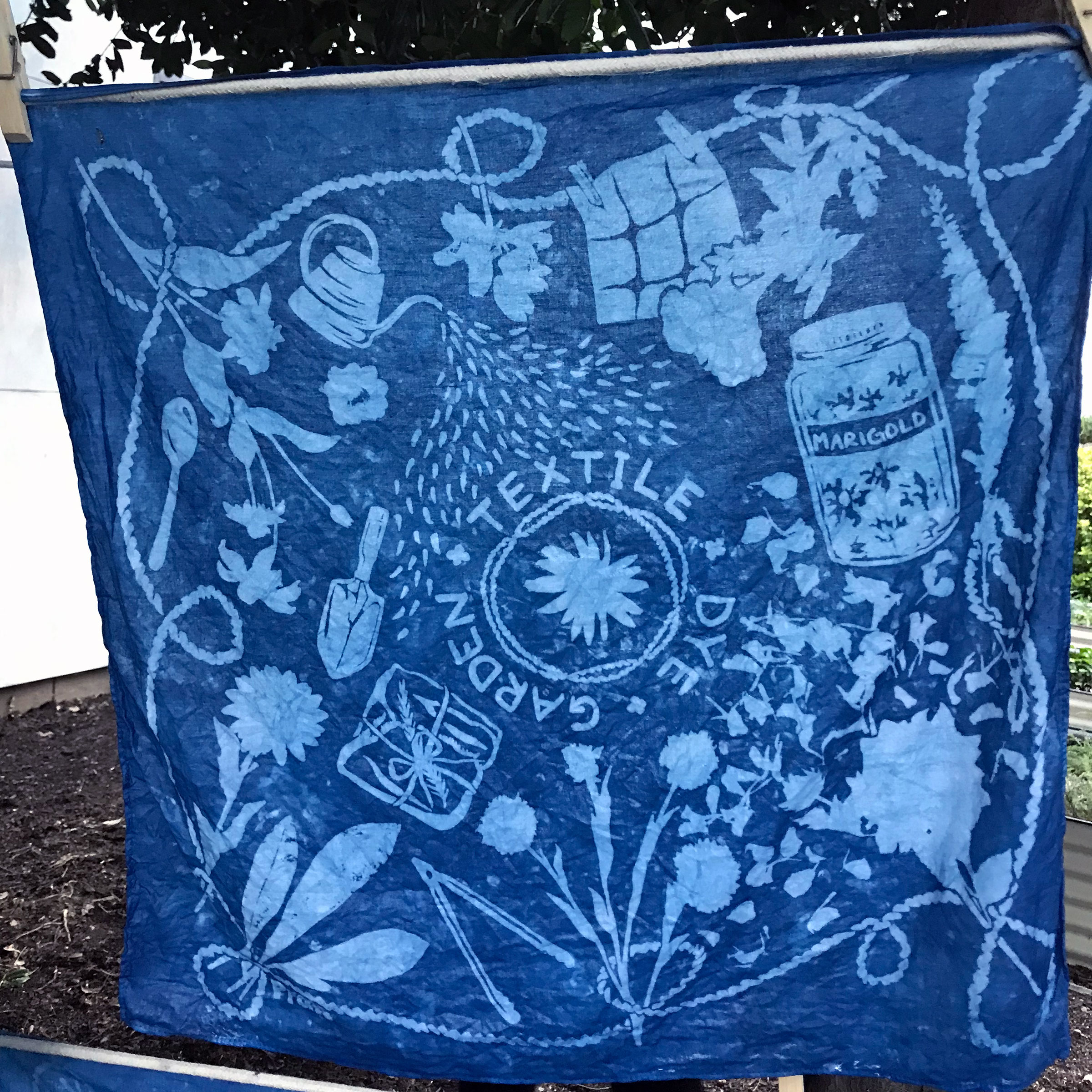 Textile dyed in the garden’s indigo workshop