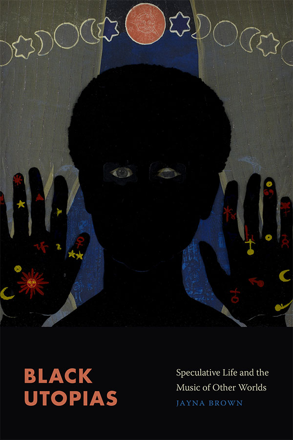 Book cover with silhouetted figure with moons and stars on their upraised hands