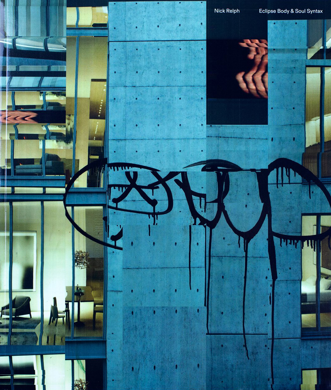 Book cover with distorted images of a graffitied building rendering