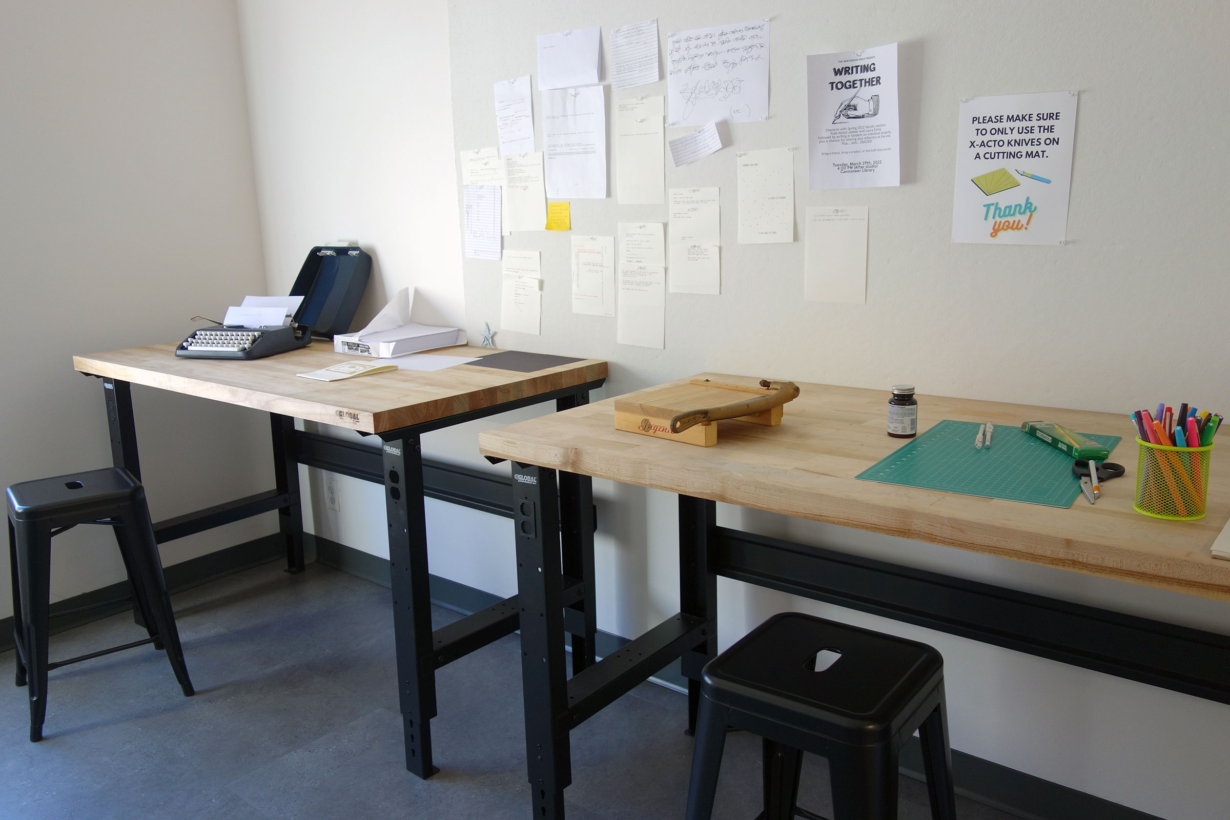 The maker space in the writing studios