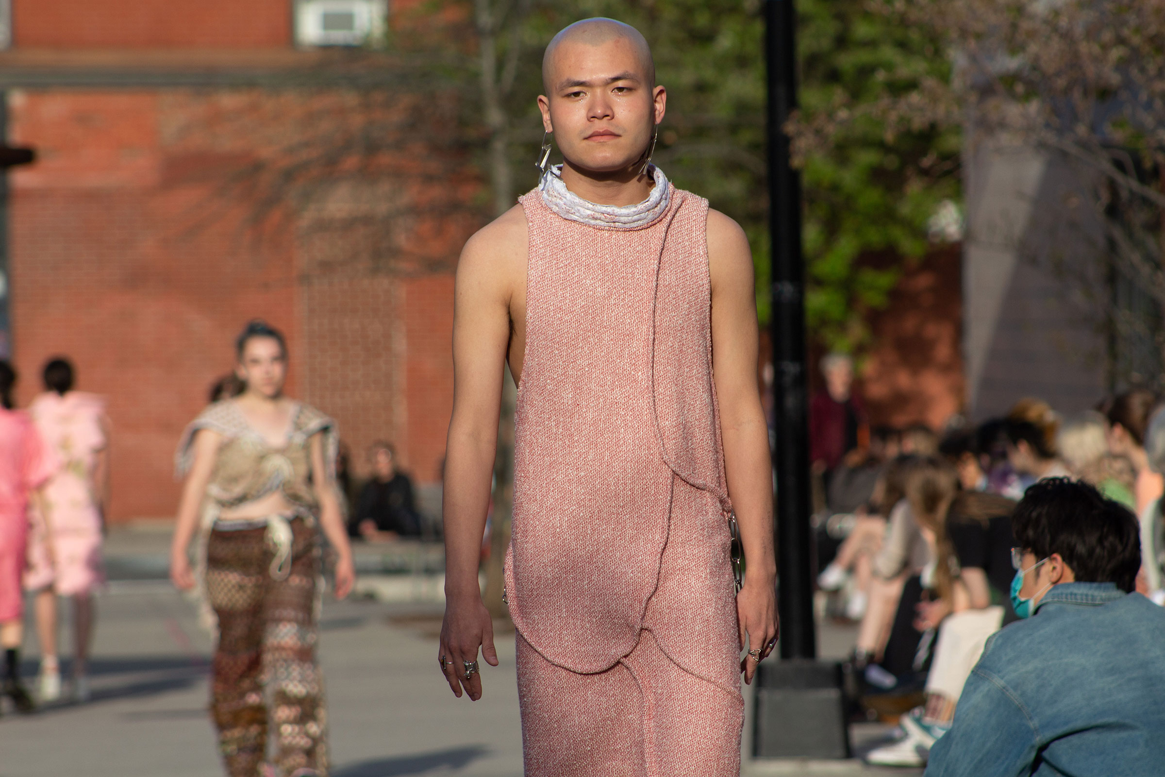 Work by Amelia Yetter in the Foundation Expanded first-year fashion show (photo by Ashley Carvajal, BFA Photography ’25)