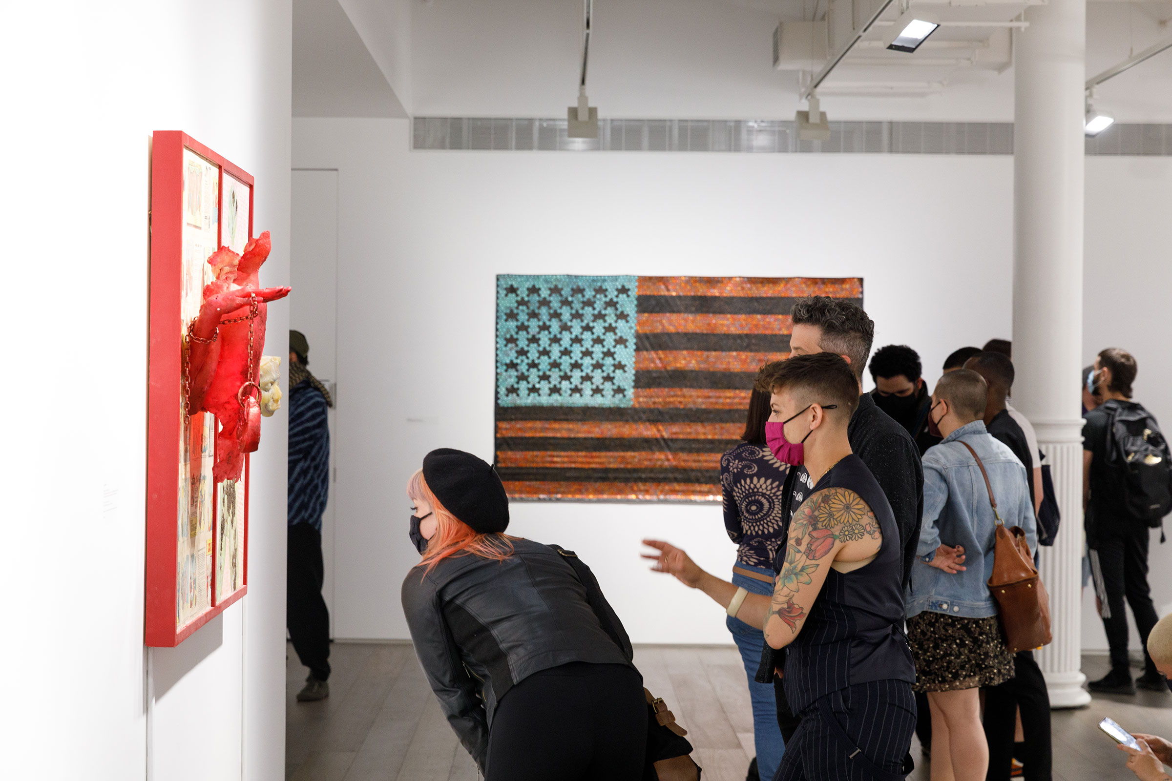 Opening reception for ‘Chromotherapy in an Age of Doubt’ (photo by Gavin Li, MPS Arts and Cultural Management ’23, courtesy Pratt Manhattan Gallery)