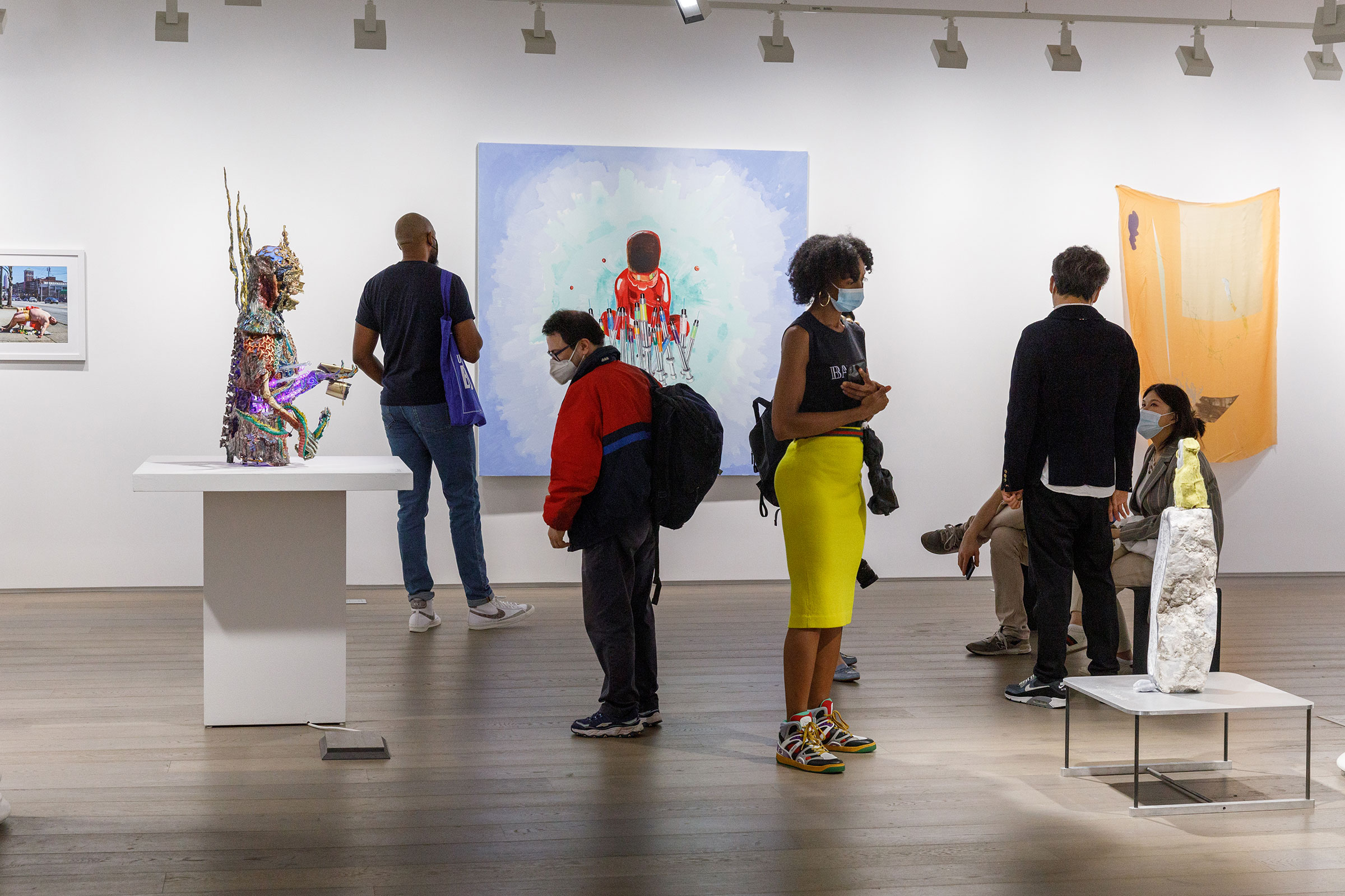 Opening reception for ‘Chromotherapy in an Age of Doubt’ (photo by Gavin Li, MPS Arts and Cultural Management ’23, courtesy Pratt Manhattan Gallery)