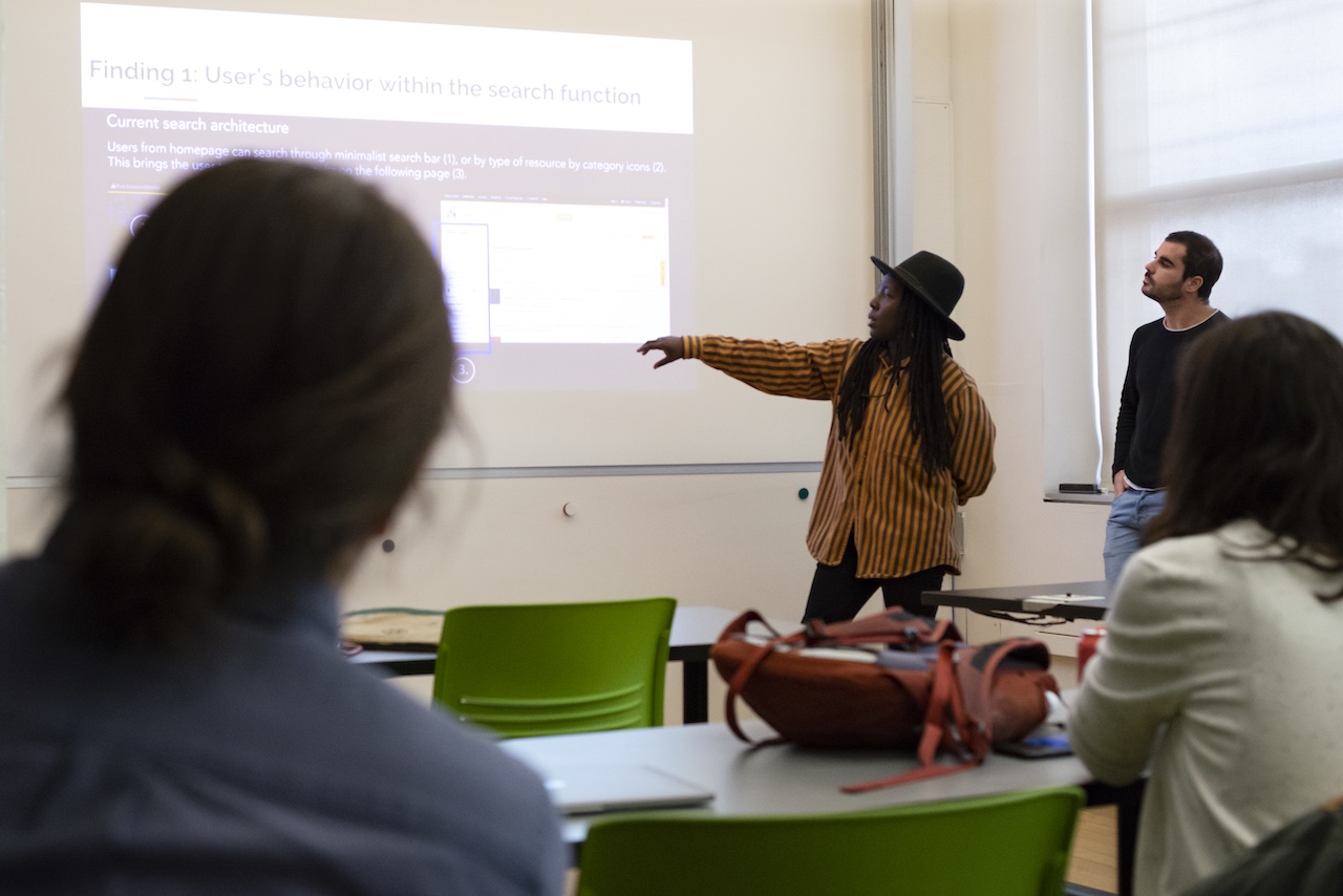 student presentation, projected on the wall
