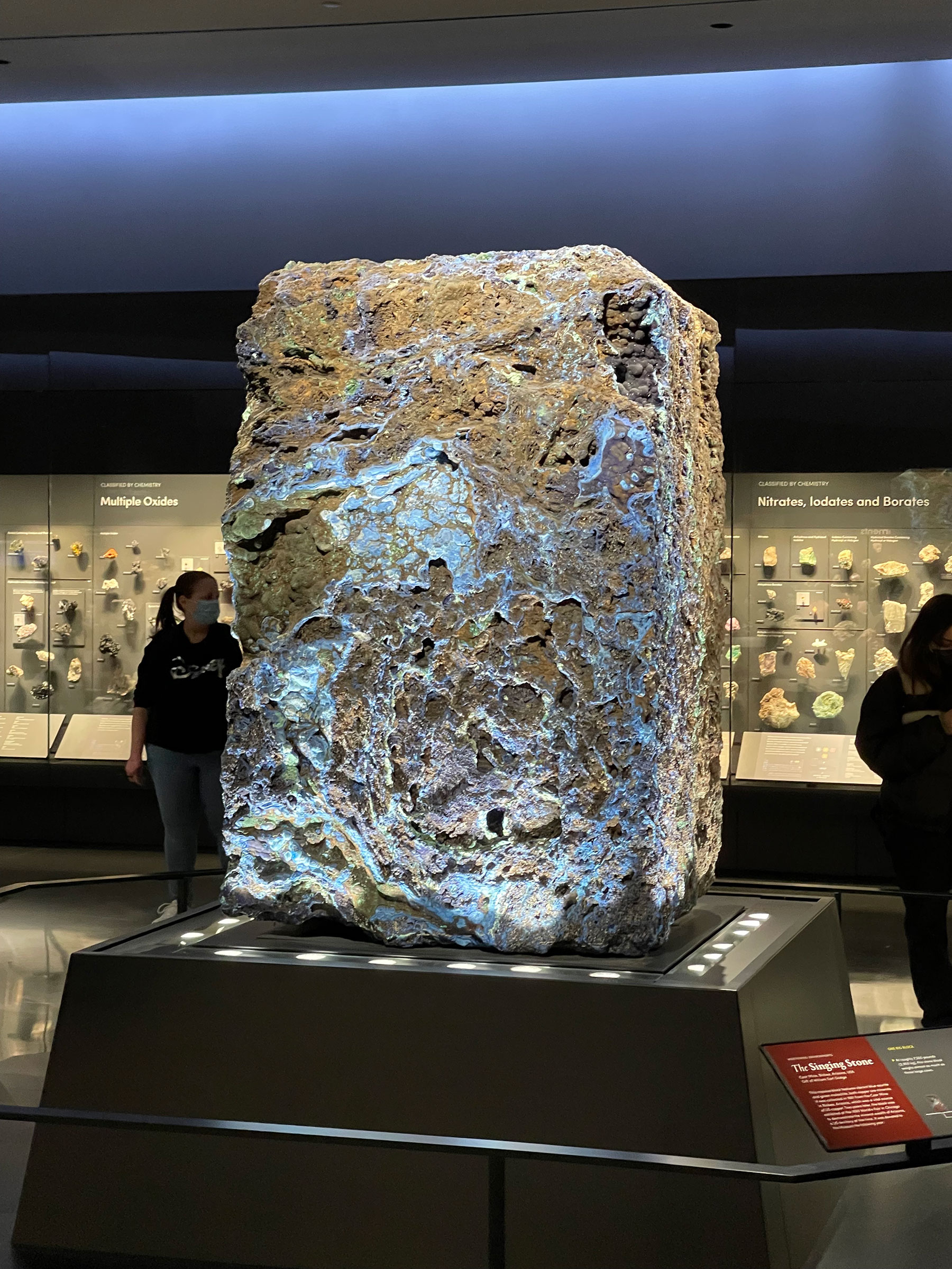 The large blue azurite and green malachite “Singing Stone” in the American Museum of Natural History (photo by Tyler Pessel)
