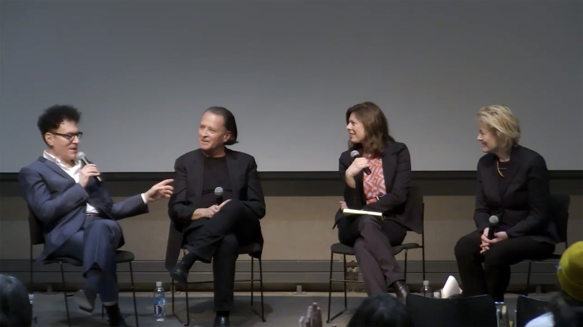 Sanford Kwinter, Manuel DeLanda, Meredith TenHoor, and Catherine Ingraham at the “What Does (Can) Theory Do” GAUD symposium on April 4, 2019