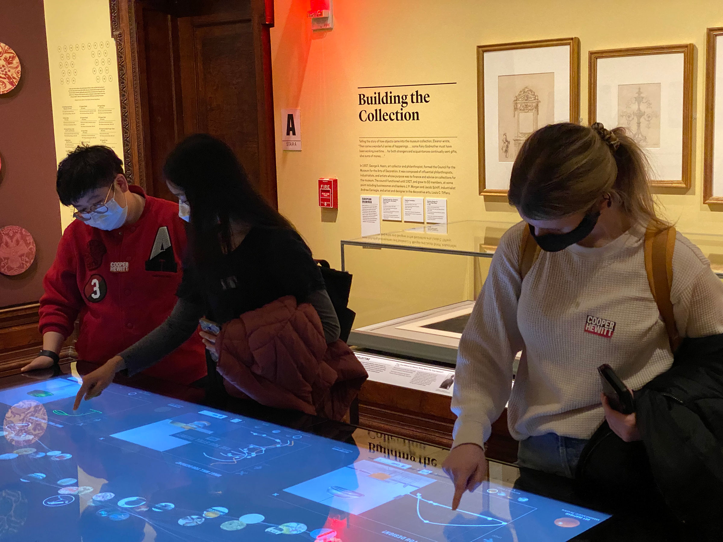 IXD students Wuke Zhou, Yuki Shimano, and Olivia Turpin at the Cooper Hewitt, Smithsonian Design Museum (photo by Shih Wen Huang)