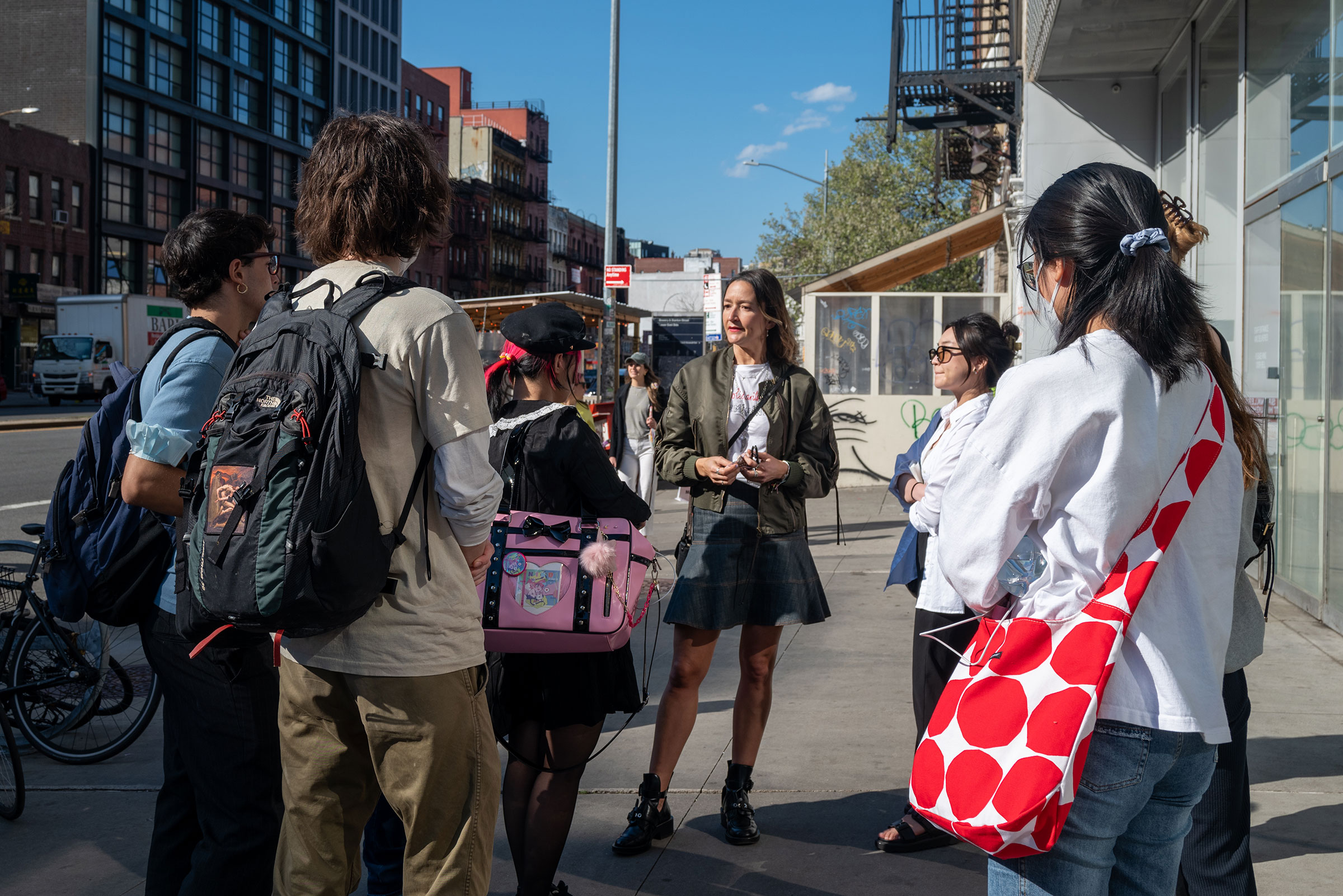 Eva Díaz with her class outside of the New Museum (photo by Katie Kwok, BArch ’23)