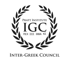 Inter-Greek Council Logo with "Pratt Institute IGC Inter-Greek Council" written with wreaths around it.