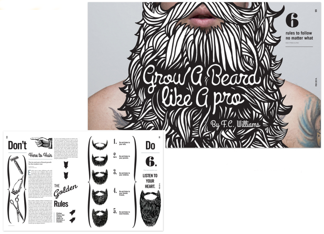 Illustration of a man with a beard and an accompanying guide on how to grow a beard