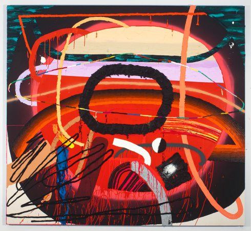 Abstract painting of a red star