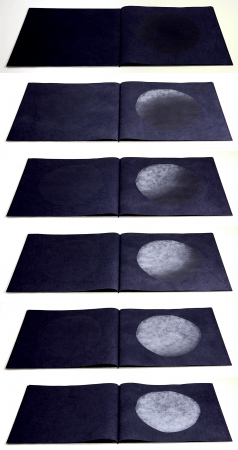 Shots of the phases on the moon printed on a multiple black backgrounds