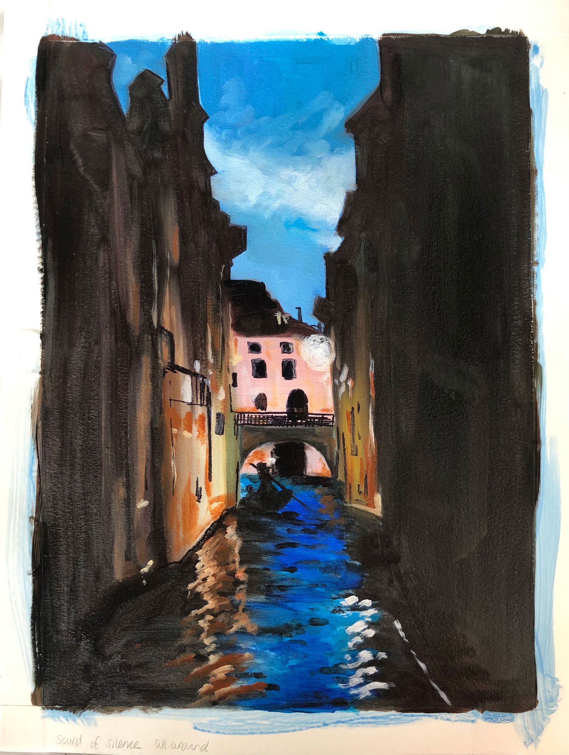 Pratt in Venice student Taylor Bielecki’s “Sound of Silence All Around” (2022), acrylic
