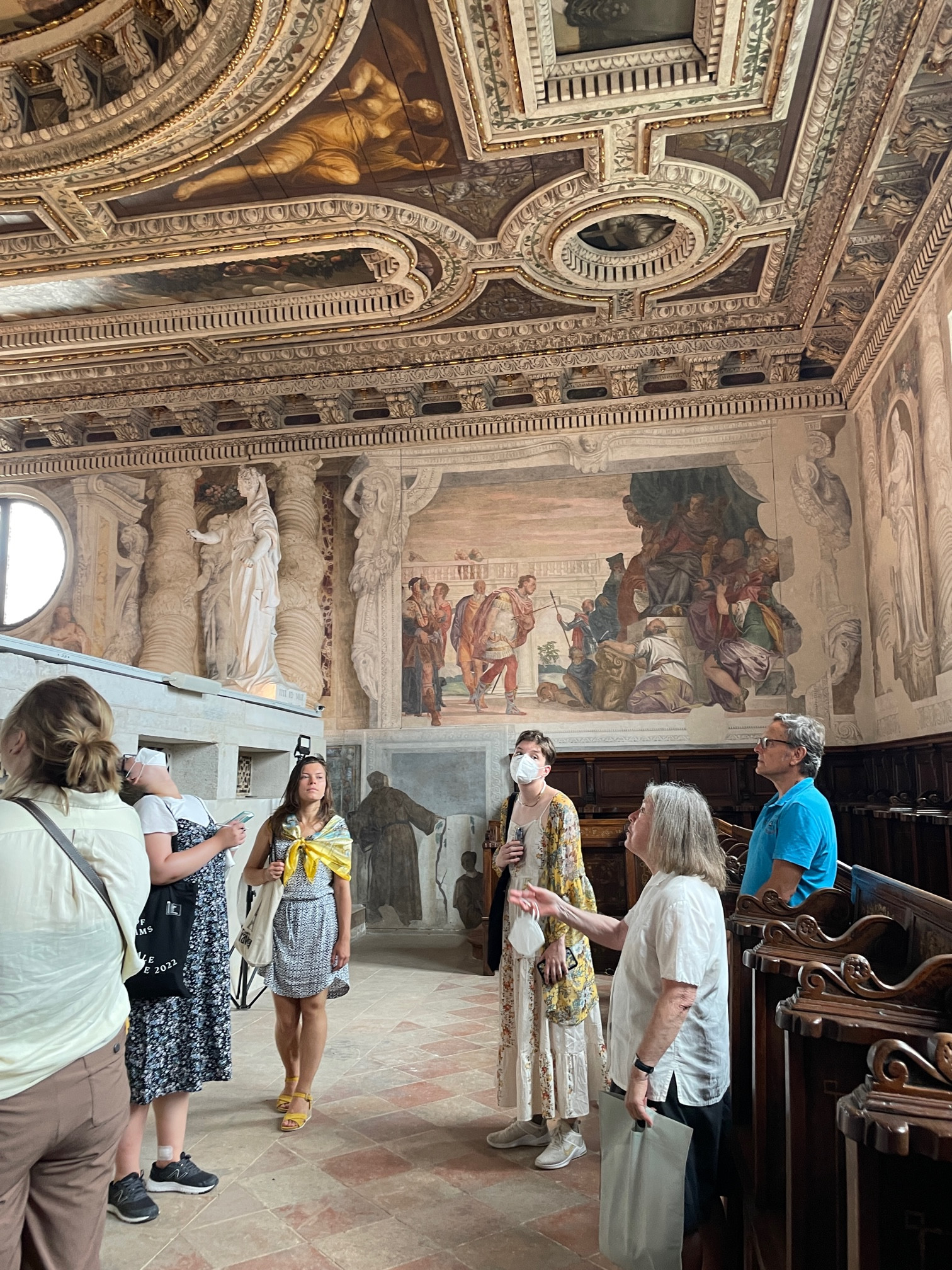 Pratt in Venice students in the monk's loft of the church of San Sebastiano