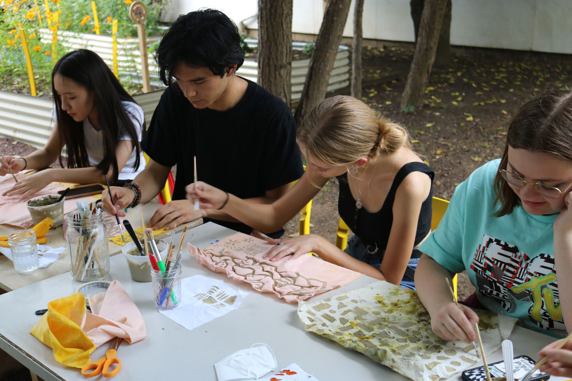 PreCollege students working in the Textile Dye Garden (photo by Halima Johnson)