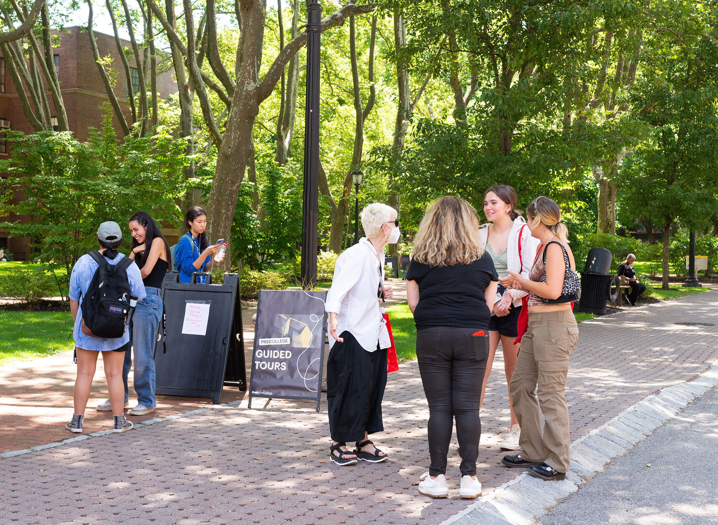 Pratt Institute President Frances Bronet greets students at the 2022 PreCollege Orientation (photo by Fiona Veronique)
