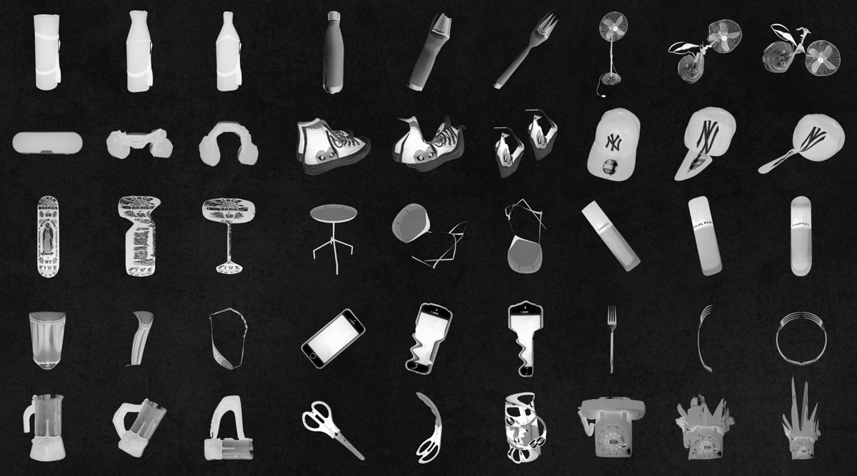 black and white image of objects in motion