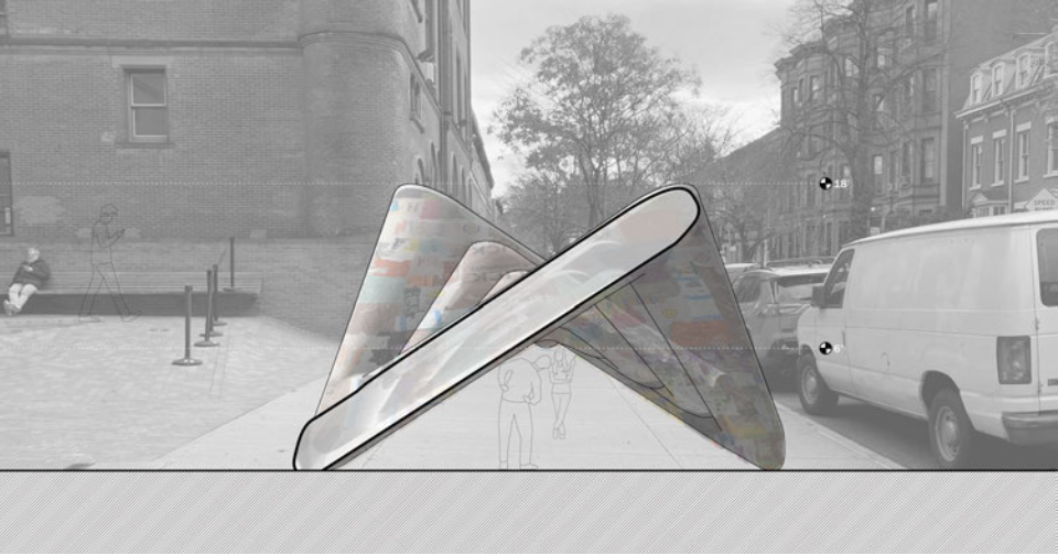 side-view elevation rendering of the inflated structure.