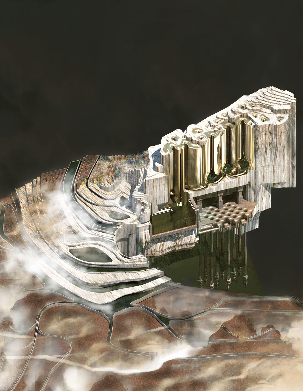 Chunk model that reveals the inside of the Pulsating Gardens