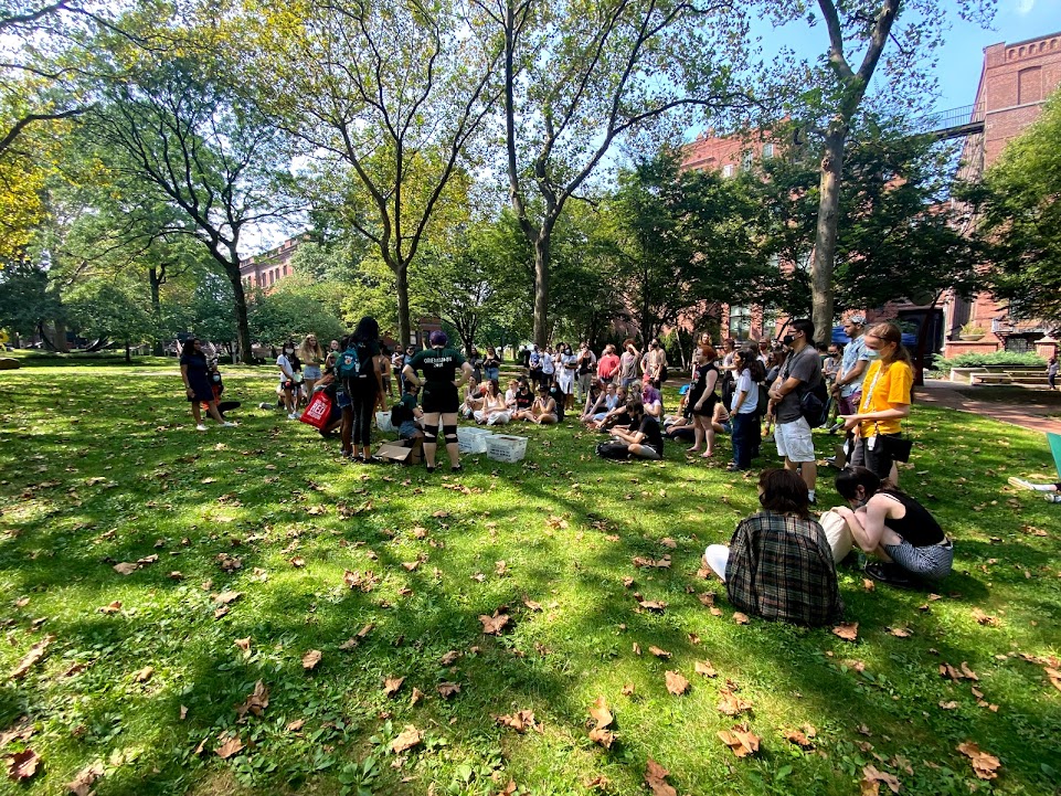Pratt Students gathering on lawn