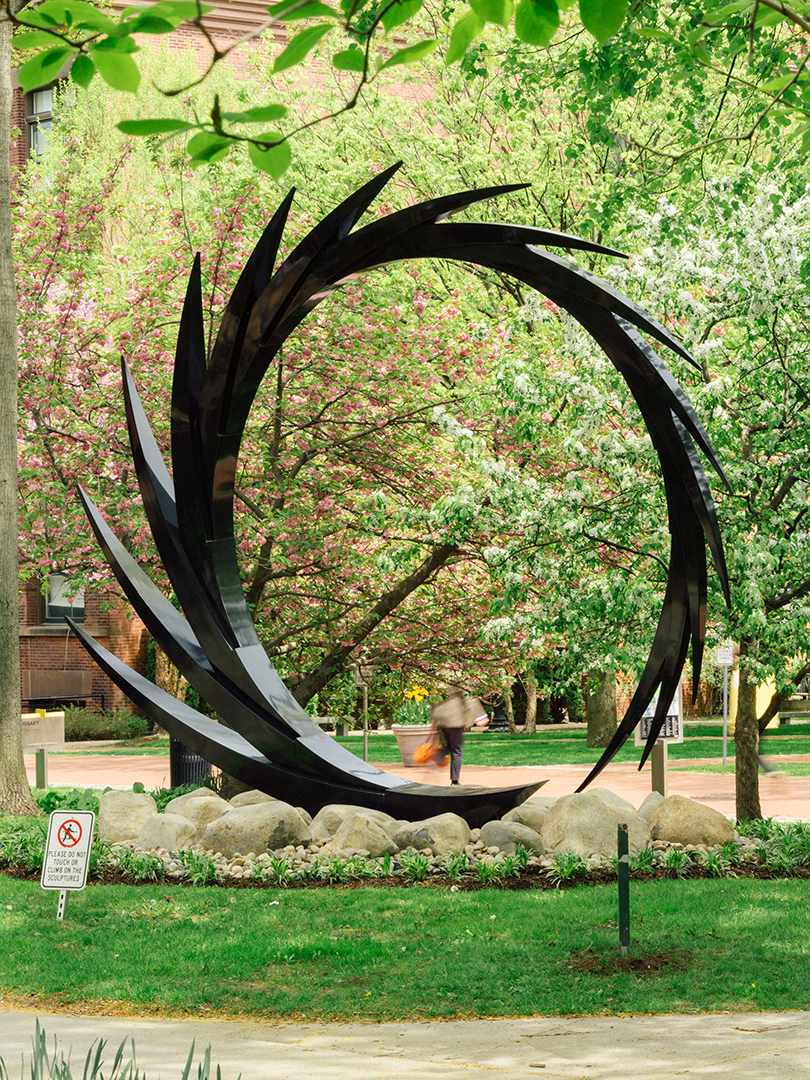 Santiago Calatrava's S7. Pratt Institute is proud to announce a new exhibition of the world-renowned artist, architect, and engineer Santiago Calatrava. This work, titled S7 was a part of seven monumental sculptures installed along the median of Park Avenue in New York City in 2015. The artist’s name has been most closely associated with his celebrated architectural designs of bridges and transportation centers built throughout the world, including the “Oculus” World Trade Center Transportation Hub in New York completed in 2016. Additionally, he has exhibited at The Metropolitan Museum of Art in New York (2005), The State Hermitage Museum in St. Petersburg (2012), and the Vatican Museum in Rome (2013). In reference to this series of prodigious sculptures Calatrava said “their relation to the natural world suggests a link between man and nature, implying the sculptures are found objects in a human forest.” Calatrava received an honorary doctorate of fine arts from Pratt Institute in 2012, conferred in recognition of his achievements as an architect, artist, and engineer.