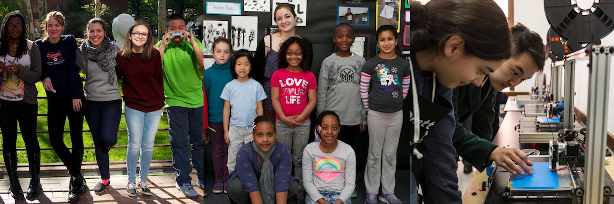 A collage of various students of different ages participating in Pratt K-12 programs