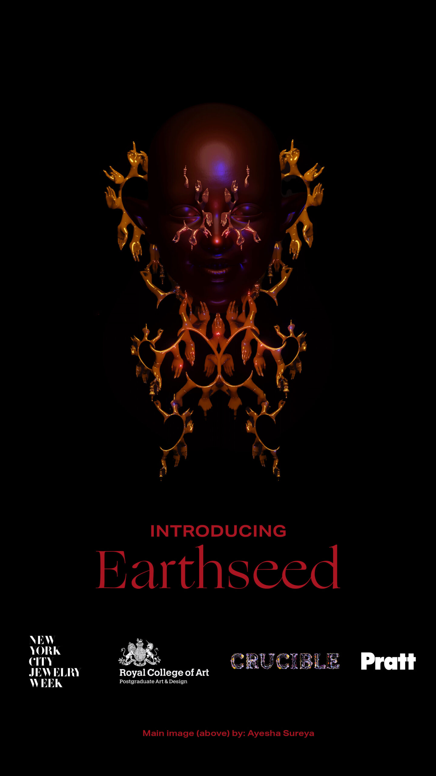 3d rendering of bald dark CRUCIBLE Earthseed skinned woman, with ornate dress as flyer for
