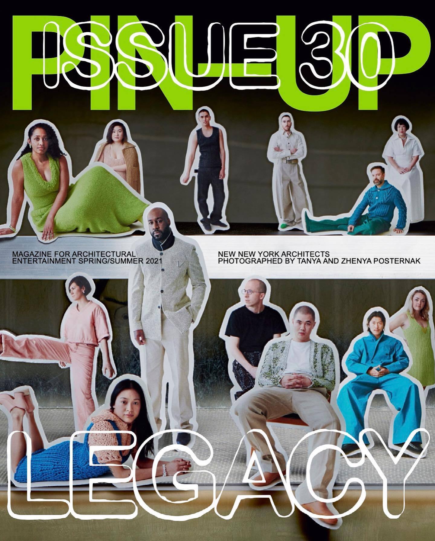Cover of PIN-UP magazine with cutout photos of architects