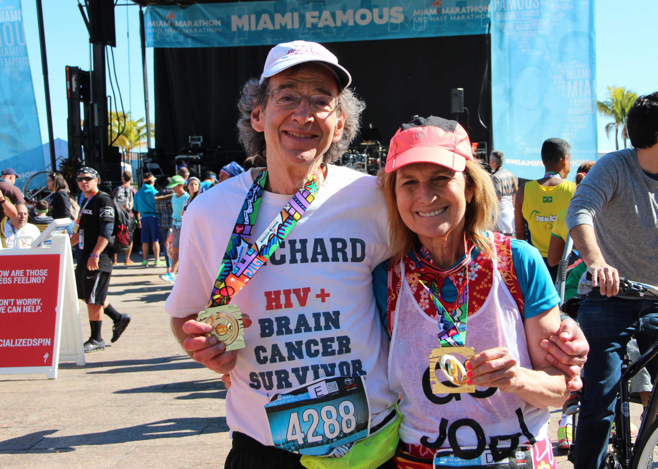 Richard Brodsky and his wife Jodi pose with race medals
