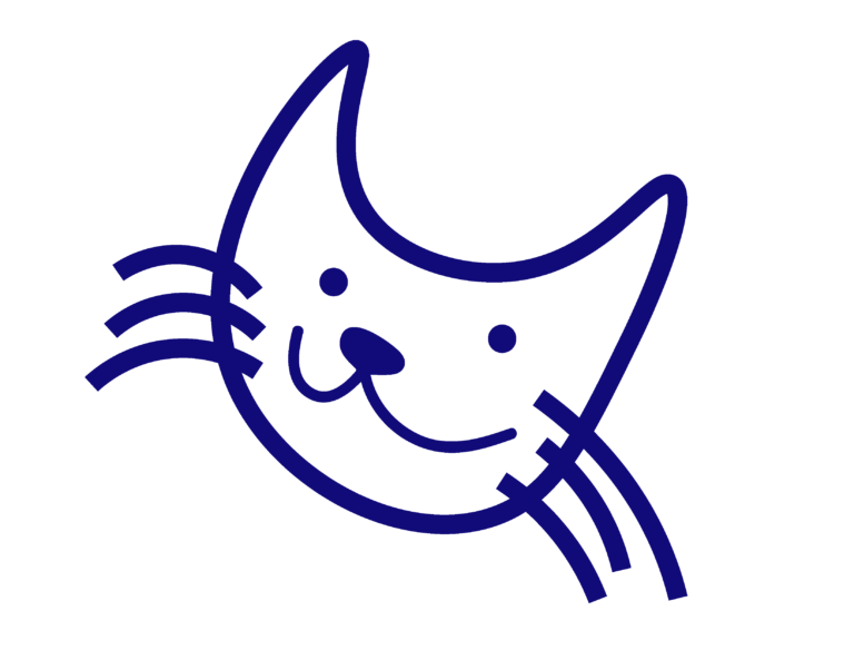 line drawing of a cats face, with whiskers