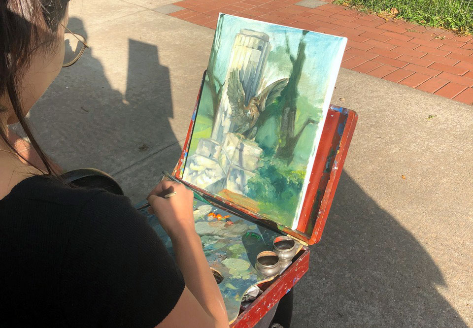 a person painting