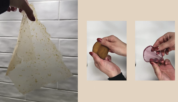 Hands manipulating a sheet and disks of tinted film
