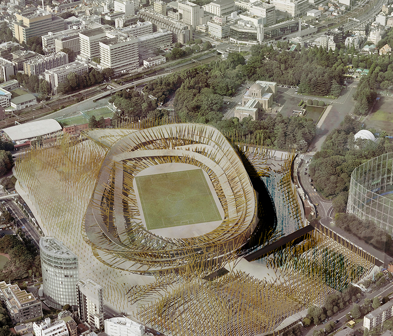 Architectural render of a stadium seen from a birds eye view
