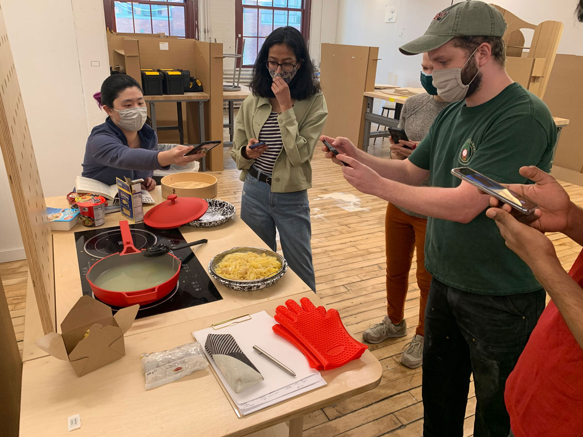 Industrial design students exploring pasta shapes for a project on 3D printed pasta (courtesy Amanda Huynh)